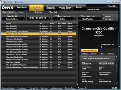 lobby de Bwin poker