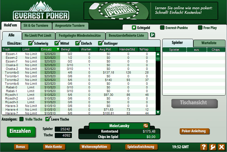 poker en ligne sur Everest