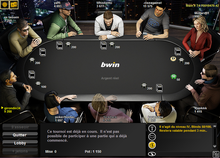 table de poker bwin